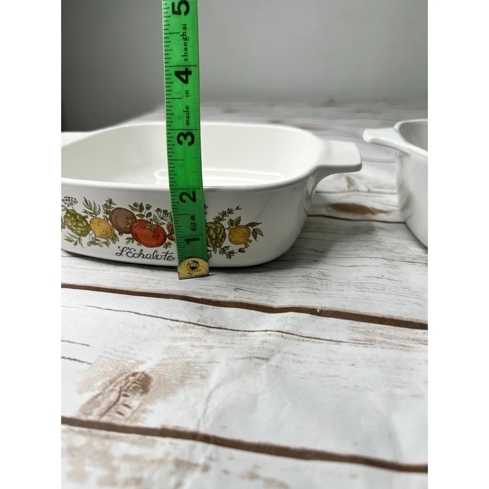 Corning Ware Casserole Set White Spice O Life L'Echalote 1Qt & 2.75 Cup